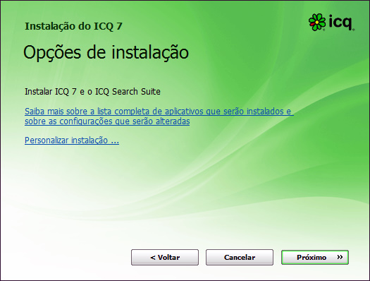 tela da instalação do ICQ 7