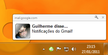 notificações de bate papo do gmail