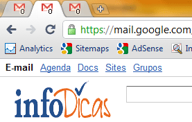 Número de mensagens não lidas sendo apresentadas no favicon do Gmail