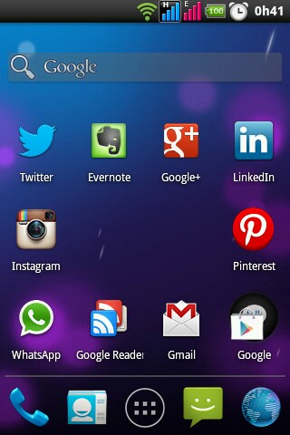 screenshot do holo launcher no LG P698f