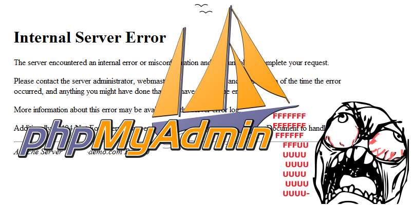 phpMyAdmin – Internal Server Error